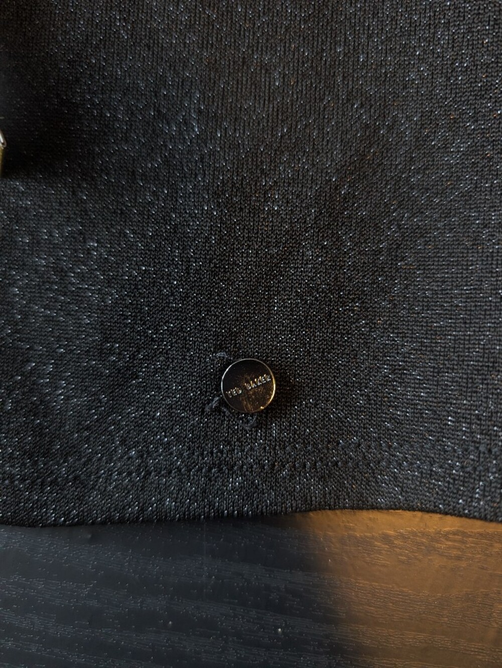 TED BAKER Misy Black Metallic Shimmer Knit Cap Sleeve Top Quiet Luxury Chic - L - Picture 4 of 10